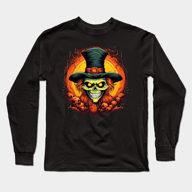 Eerie Halloween Ghoul Art - Spooky Season Delight Long Sleeve T-Shirt by Captain Peter Designs